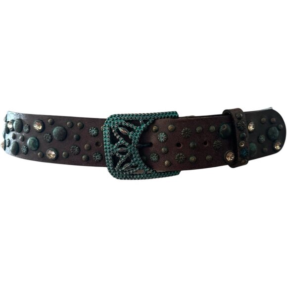 Streets Ahead Belt Women Large Studs Italian Leather Ribel Italy Buckle Western main image 16